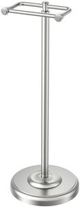 FORIOUS Toilet Paper Holder Stand, SUS304 Stainless Steel Vintage Bathroom Roll Tissue Holder Free Standing with 4.1LBS Heavy Weighted Base Anti-Tipping, Fits Mega Rolls, Brushed Nickel