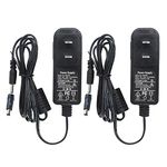 2 Packs AC to DC 12V 1.5A Power Adapter Supply Switching Plug 3.5mm x 1.35mm UL Listed FCC