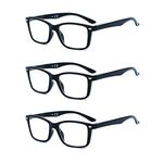 Suertree 3 Pack Reading Glasses Spring Hinge Computer Glasses Square Presbyopic Reader Glasses Aided Eyelasses Unisex 1.75 BM151