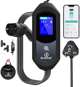 Strompuls 3.6kW Portable EV Charger, Smart APP, Adjustable Amps, 6 Meter TPU Cable, 16A 1 Phase, 3" Large Screen, Bag, Wallholder, Surge & Pen Protection, Earthing Off Option. 5 Years Warranty*