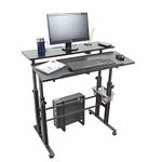 Isomars 36"/92Cm Wide Made In India Desktop & Laptop Adjustable Table & Computer Workstation - Useful For Using Gadgets Like Desktop, Laptop, Tab/Ipad, Mobile Phone Etc (Black) - Engineered Wood