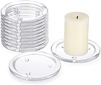 OwnMy Set of 12 Clear Glass Candle Plates 3 Inch Pillar Candle Holders, Glass Coaster Small Round Plate Candle Tray Candle Plates for Pillar Candle Modern Candle Centerpiece for Dining Table Wedding