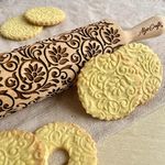 Algis Crafts | FLOWERING VINE Embossed Rolling Pin for Baking Accessories with Laser Engraved Design | Beautifully Handmade Pattern Rolling Pin | Decorative Rolling Pins to Make Unique Bakes