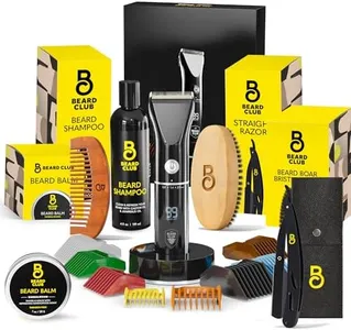 The Beard Club Mens Grooming Kit & PT45 Beard Trimmer for Men - Professional Cordless Electric Beard Hair & Moustache Trimmer, Straight Razor, Beard Shampoo, Balm, Beard Brush & Comb - Beard Kit Gift