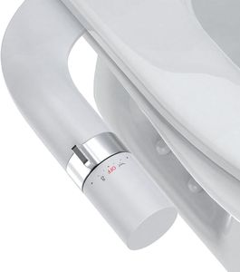 Bidet Aufsatz, Ultra-Slim Bidet Einsatz für Toilette mit Nicht Elektrischer Selbstreinigender Doppeldüse (Hintere/Weibliche Reinigung), Einstellbarer Wasserdruck, Weiß