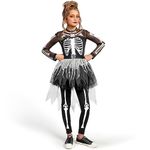 Spooktacular Creations Girls Skeleton Costume, Ghostly Skeleton Tutu Dress for Girls Halloween Dress Up, Role Play, Cosplay Party-S