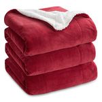 Bedsure Red Sherpa Queen Blanket for Bed Thick Fluffy Fleece Blanket Plush Fuzzy Soft Blankets for Queen Size Bed Large Cozy Warm Blanket for Winter Full/Queen (90'x90')