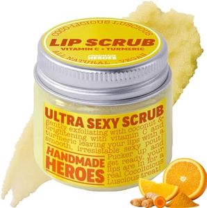 Handmade Heroes Turmeric Lip Scrub with Vitamin C – 100% Natural Vegan Exfoliant for Dark Dry Chapped Lips – Deep Conditioning Sugar Polish 1oz