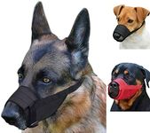 CollarDirect 2-PCs Set Dog Muzzles - Adjustable Soft Breathable Nylon Dog Mouth Guard Cover for Small, Medium and Large Dogs, Anti Chewing, Barking & Biting - Black & Red (1Black & 1Red, M/L)