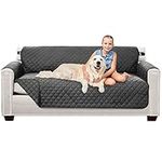 Sofa Shield Patented Couch Cover, Reversible Tear and Stain Resistant Sofa Slipcover, Quilted Microfiber 178 cm 3 Seat, Durable Furniture Protector with Strap, Washable Covers for Dogs, Kids Charcoal