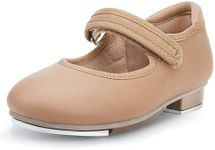 Stelle Tap Shoes for Girls Boys PU Leather Non-Slip Dance Shoes for Toddler/Little Kid/Big Kid(Tan,13ML)