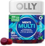 OLLY Men's Multivitamin Gummy, Vitamins A, C, D, E, B, Zinc, Blackberry Flavor, 45 Day Supply - 90 Count