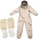 Fransande Beekeeper Suit for Beekeepers, Professional Beekeeper's Suit Beekeeping Suit Full Body Protective Suit Ventilated Bee Suit with Elastic, Leather Gloves, L/XL/XXL