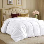 Utopia Bedding Comforters Queen Size, All Season Duvet Insert, Down Alternative Box Stitched Bed Comforter with Corner Tabs, Machine Washable (White)
