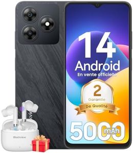 Blackview Wave 8C Android 14 téléphones Portables débloqués, Écran 6.56" Smartphones Pas Cher 4G, 6Go+64Go/TF-2To, Octa Core, 13MP+8MP, Batterie 5000mAh, Double SIM/Face ID/GPS/2Ans Garantie