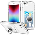 Coolden for iPhone 8 Case iPhone SE 2020 Case Clear Wallet Case with Card Holder Ring Kickstand Slim Soft TPU Shockproof Bumper Case Protective Case Cover for iPhone 7/8/SE 2020/SE 2022 Phone Case