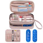 YARWO Insulin Cooler Travel Case with 2 Ice Packs, Double-Layer Diabetic Insulated Organizer, Portable Medication Cooling Bag for Insulin Pens, Glucometer and Diabetes Care Supplies, Dusty Rose (Patented Design)