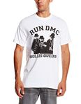 Run DMC Men's Hollis Queen Pose Short Sleeve T-Shirt, White, Large