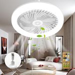 YumSur LED Ceiling Fan with Lights,30W Ceiling Fan Lights with Remote Control,3 Color Dimmable LED, 3 Speeds, Modern Fan Lighting for Living Room, Dining Room, Bedroom, Office (Style 5)