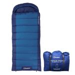 Berghaus Indulge Single Sleeping Bag with Built-in Pillow for Adults, Teens, Kids, 1 Person, 2-3 Season, Waterproof (Blue, Single)