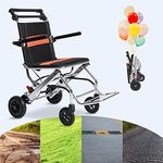 Wheelchairs Folding Lightweight Portable Travel Wheelchairs with Handbrake, Aluminum Ultra-Light Transport Wheelchair -Trolleys for Adults Elderly Aircraft Travel