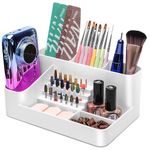 CGBE Nail Drill Machine & Nail Drill Holder, 28 Holes Plastic Nail Drill Bit Holder, Professional Nail Organizer and Storage Box Case for Nail -White