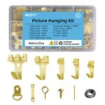 302Pcs Picture Hanging Kit, Heavy Duty Photo Frame Hangers with 10-75lb Hooks, Sawtooth Hardware, Screw Eyes, D Rings, Nails, Screws, Steel Wire for Picture, Painting ,Mirror, Wall Art Mounting