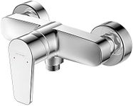 Krobec Single-Thread Shower Mixer Tap Surface-Mounted Shower Mixer Tap Single Lever Shower Mixer Tap for Surface-Mounted Shower Fitting Ceramic Cartridge Chrome