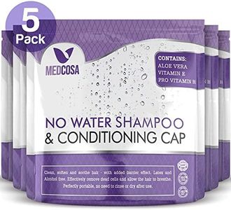 Medcosa No Water Shampoo Caps - Hassle-Free Hair Washing Caps for Elderly - Shampoo Caps for Bedridden - Aloe, Vitamin E, Chamomile - 5-Pack