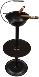 Stinky Cigar Floor Ashtray with Accessory Tray and Carry Handle, Windproof, 24-inch Tall, 4 Stirrups, Chocolate Brown