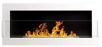 Bio Ethanol Fire BioFire Fireplace Modern 900 x 400 White with glass Wall - Mounted Alcohol Fireplace