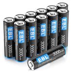 EBL 1.5V Lithium AA Batteries (12-Pack), 3000mAh Disposable Lithium Metal Batteries, Constant Volt, Long Lasting and High Power (Non-Rechargeable)