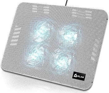 KLIM Serenity + Laptop Cooling Pad for Laptop + 11 to 15.6 inches + Perfect for Small and Medium Laptops + Stable and Sturdy Metal Grid + Silent Laptop Cooling Stand + White