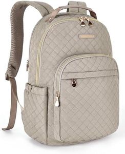 LIGHT FLIGHT Travel Laptop Backpack Women, 15.6 Inch Anti Theft Laptop Backpack with USB Charging Hole Water Resistant Casual Daypack Computer Backpack for Work, Warm Gray