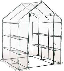 vidaXL Greenhouse with 8 Shelves Lawn Garden Warm House Provide Ample Space Gardening Accessory Grow and Protect Plants 143x143x195cm