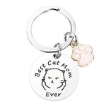 Cat Mom Keychain Birthday Gifts for Friends Women Graduation Gift for Mom Mothers Day Gifts from Son Daughter Best Cat Mom Ever Gifts for Co-worker Leaving Gifts Pet Cat Lovers Keychains