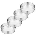 6 Inch Cake Tin, Round Layer Cake Tins Pans Set of 4, Stainless Steel Cake Baking Pan Bakeware Set for Wedding/Christmas/Birthday, Healthy & Durable, Easy Clean & Dishwasher Safe