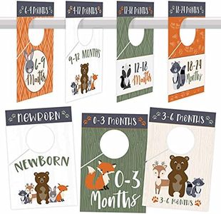 7 Woodland Baby Nursery Closet Organizer Dividers For Girls or Boys Clothing, Grey Age Size Hanger Organization For Kid, Toddler, Infant, Newborn Clothes Must Have, Shower Gift Supplies, 0-24 Months