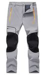 MAGCOMSEN Hiking Pants Mens Waterproof Pants for Men Softshell Winter Pants for Men Ski Pants Snowboard Pants for Men Light Grey