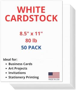 50 Sheets of Heavyweight White Cardstock Ideal for Business Cards, Art Projects, Invitations, and Stationery Printing | 80 lb Weight | 8.5 x 11 inches | Thick Cover Stock (216 gsm) |