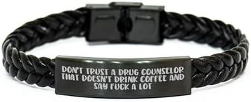 CUCOLUS Drug Counselor Humor Funny Quote Gift for Graduation Unique Gifts from Friends to New Counselors - Braided Leather Stainless Steel PU Leather Charm Jewelry