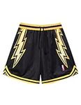 DIOTSR Mens Basketball Shorts, Mesh Athletic Shorts for Men, Men's Casual Graphic Print Shorts (Yellow Lightning-Black,Small)