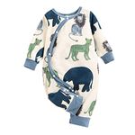 Hopscotch Boys Animal Print Full-Sleeve Bodysuit In Multi Color for Ages 6-9 Months