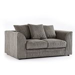 New Luxor Grey 2 Seater Soft Jumbo Cord Sofa | Soft 2 Seater Luxury Jumbo Cord Settee (Grey, 2 Seater)