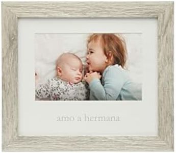Kate & Milo Rustic I Love My Sister Frame, Spanish Amo a Hermana Frame, Little or Big Sister Sibling Gift, Baby Keepsake Picture Frame, Neutral Colors, Woodland Nursery