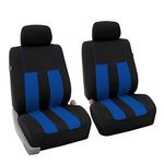 FH GROUP Car Seat Cover, Blue and Black with Gift, Striking Striped, Universal Fit, Cloth, Polyester, Front Bottom, for Cars Trucks and SUVs