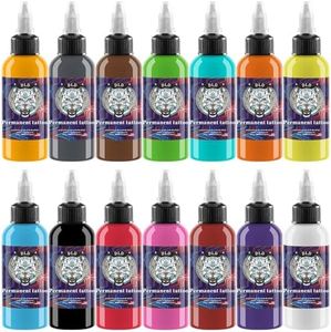 BAODELI Tattoo Ink Set, 14PCS 30ML Black Tattoo Inks, Long-Lasting Tattoo Supplies, Bright Colors, Tattoo Ink Set for Professional Use