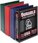 Samsill Durable 2 Inch Binder, Made in The USA, D Ring Binder, Customizable Clear View Binder, Basic Assortment, 4 Pack, Each Holds 480 Pages