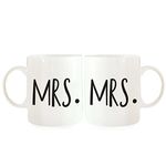 Andaz Press 11oz. Ceramic Coffee Mugs Valentine's Day Wedding Anniversary Couples Gift Set, Mrs., Mrs., 2-Pack, Lesbian Bridal Shower Bachelor Party Wedding Decor Ideas