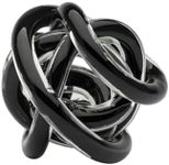 Torre & Tagus Orbit Hand Blown Glass Infinity Knot Sculpture - 3 Inch Glass Art Black Knot Decor Ball for Home Decor, Small Centerpiece Table Decoration for Home Interior (Solid Black)